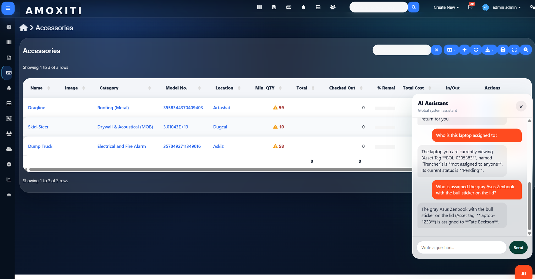 AMOXITI AI database smart search screen
